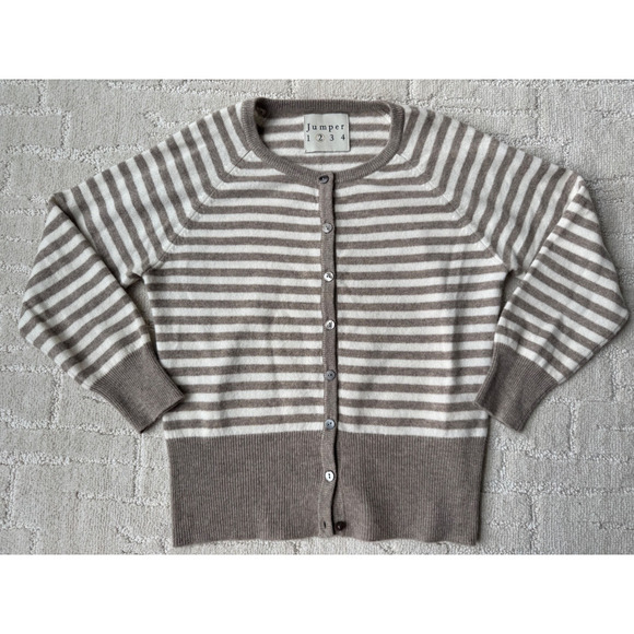 NWOT Jumper 1234 Stripe Shrunken Cardigan Cashmere Button - Picture 1 of 9